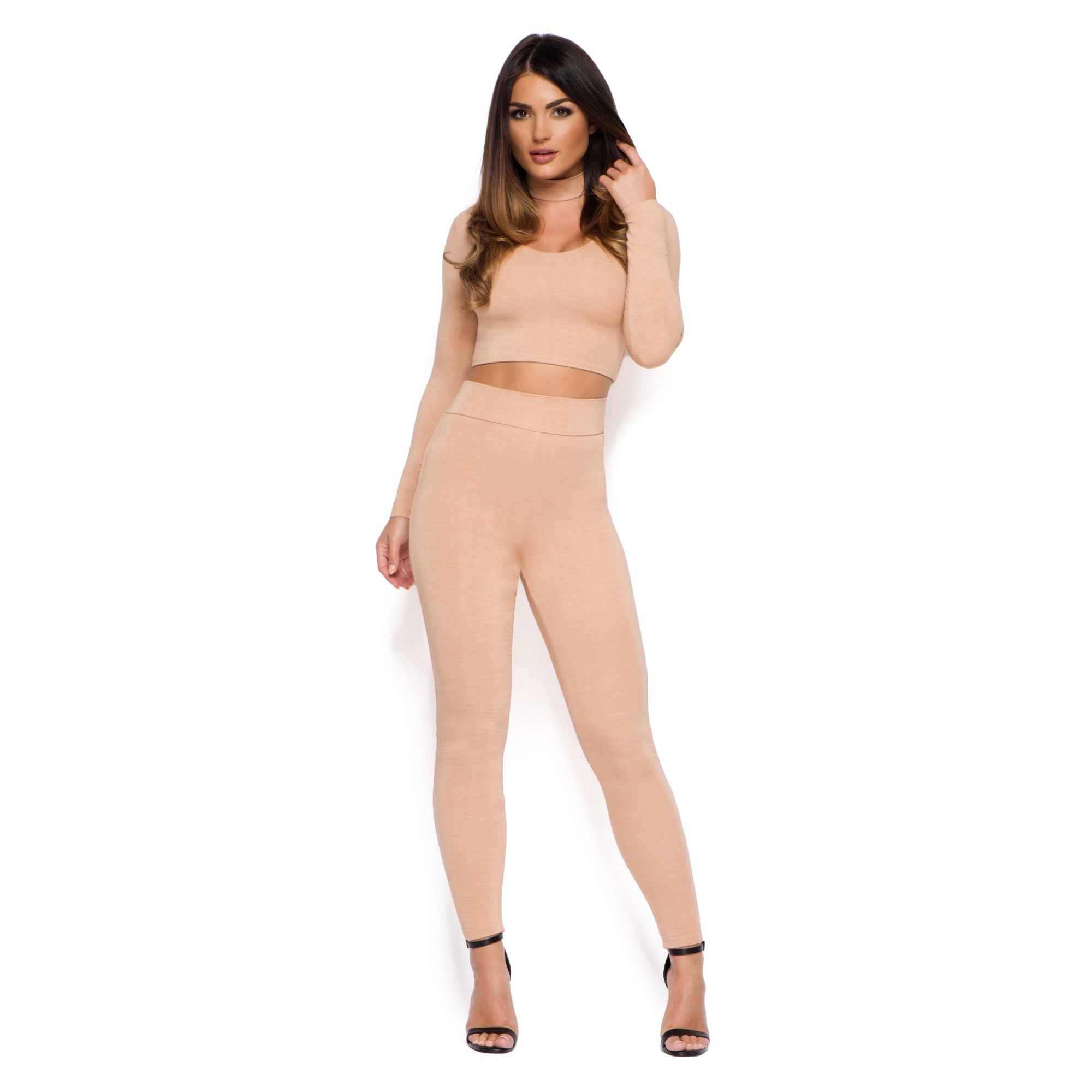 Up Your Sleeve Double Layered Crop Top and Choker in Camel sold by Oh Polly product image thumbnail 2