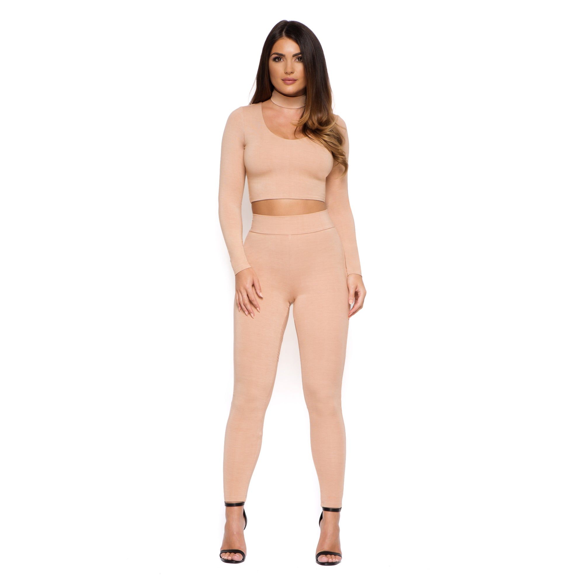 Up Your Sleeve Double Layered Crop Top and Choker in Camel sold by Oh Polly product image thumbnail 6