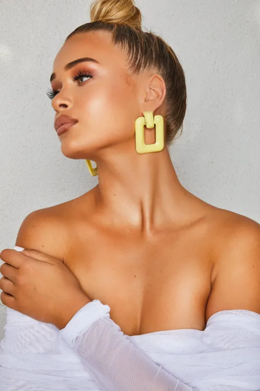 Cher Square Hoop Earrings in Yellow made by Oh Polly