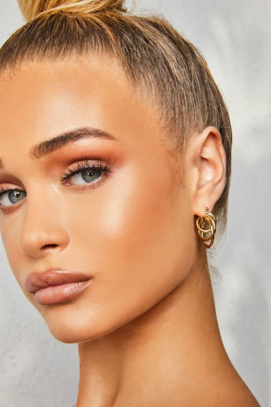 Justin Layered Hoop Earrings in Gold made by Oh Polly