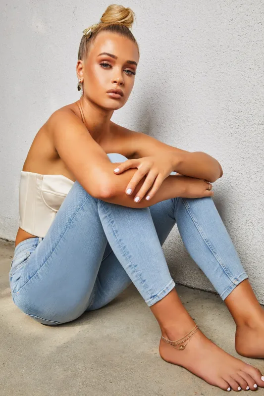 Calemente Layered Shell Anklet in Gold sold by Oh Polly