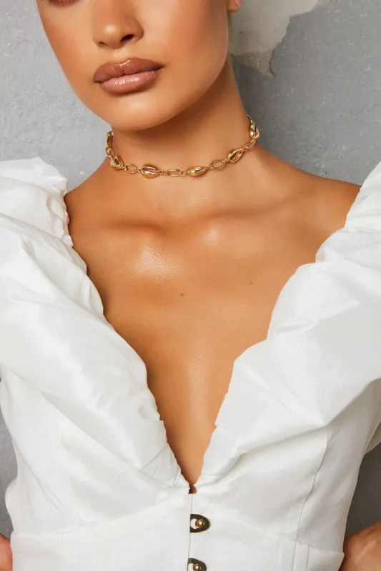 Coast Shell Choker Necklace in Gold sold by Oh Polly