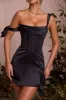 Off Shoulder Corset Mini Dress in Black sold by Oh Polly