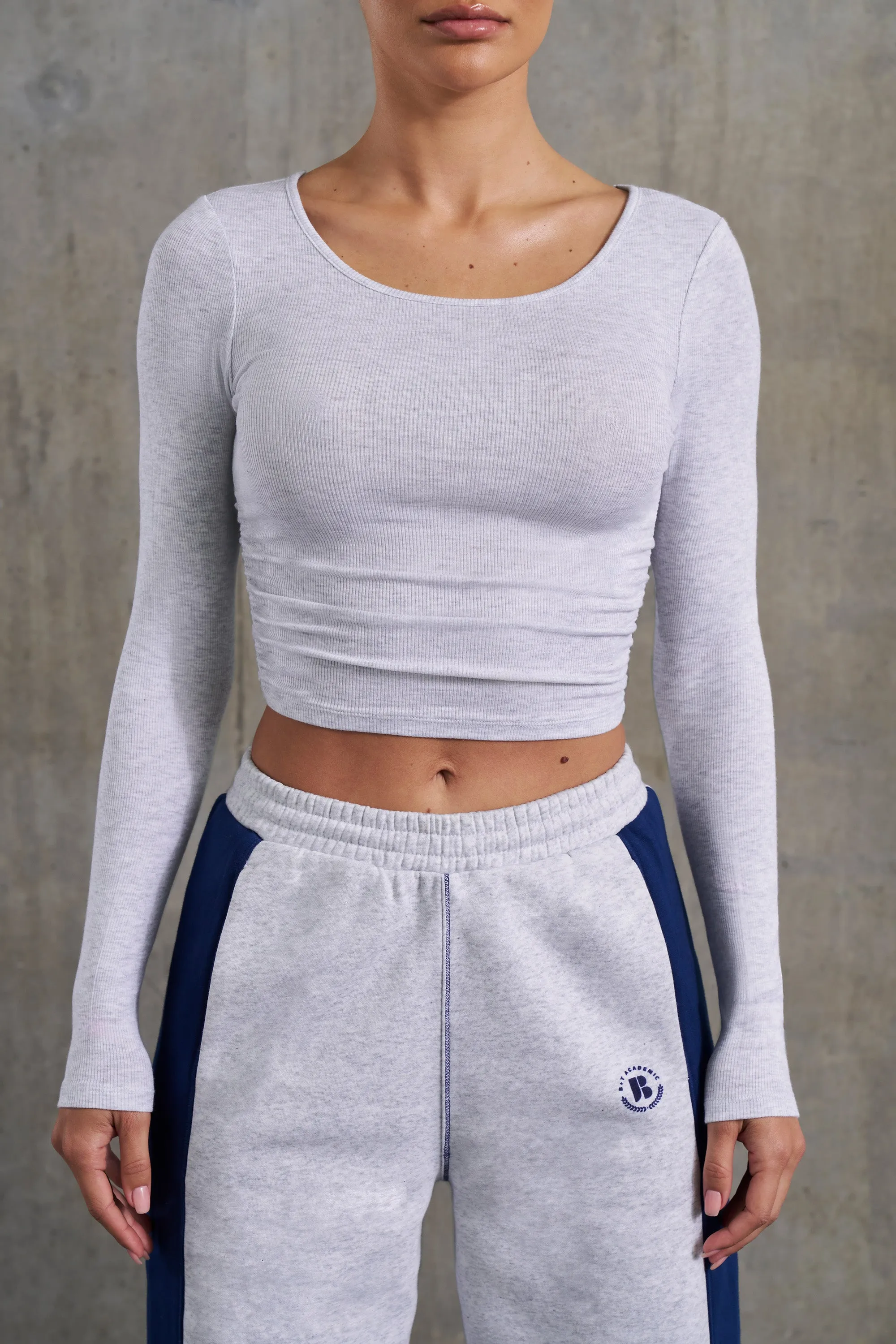 Soft Rib Long Sleeve Top in Heather Grey sold by Oh Polly product image thumbnail 4