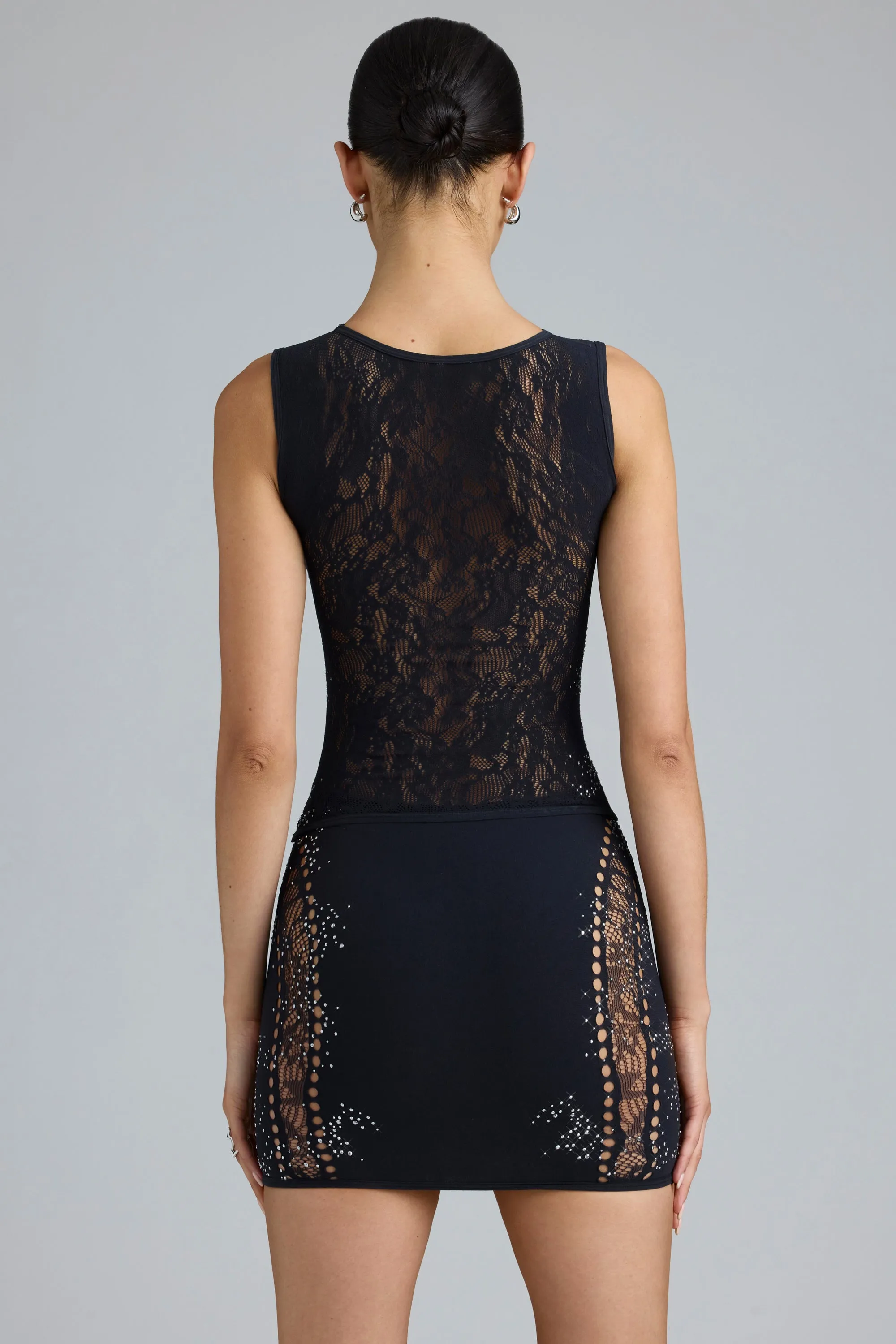 Embellished Mid-Rise Mini Skirt in Black sold by Oh Polly product image thumbnail 2