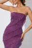 Embellished Strapless Ruffle Maxi Dress in Plum sold by Oh Polly