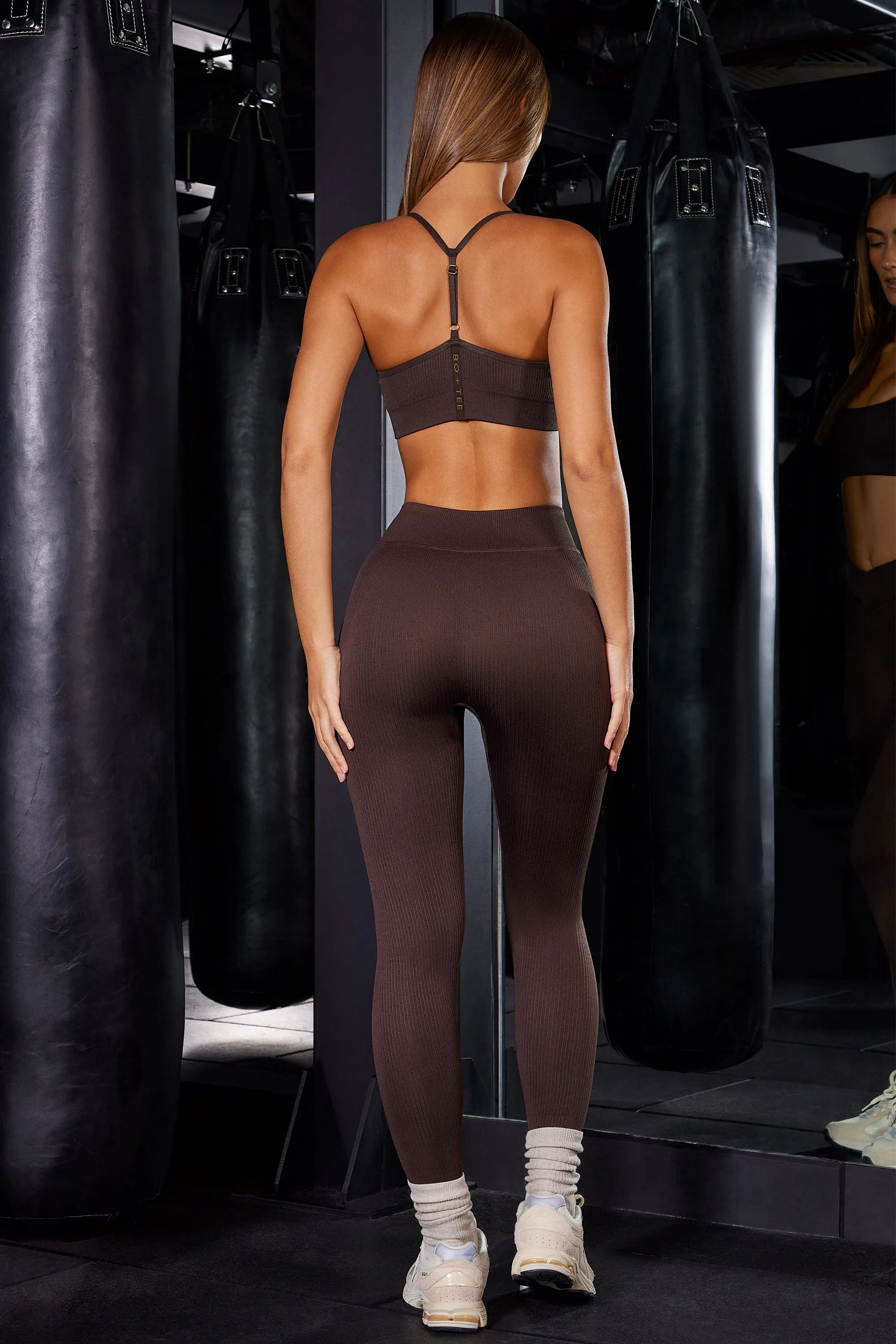 High Waist Ribbed Leggings in Brown sold by Oh Polly product image thumbnail 2