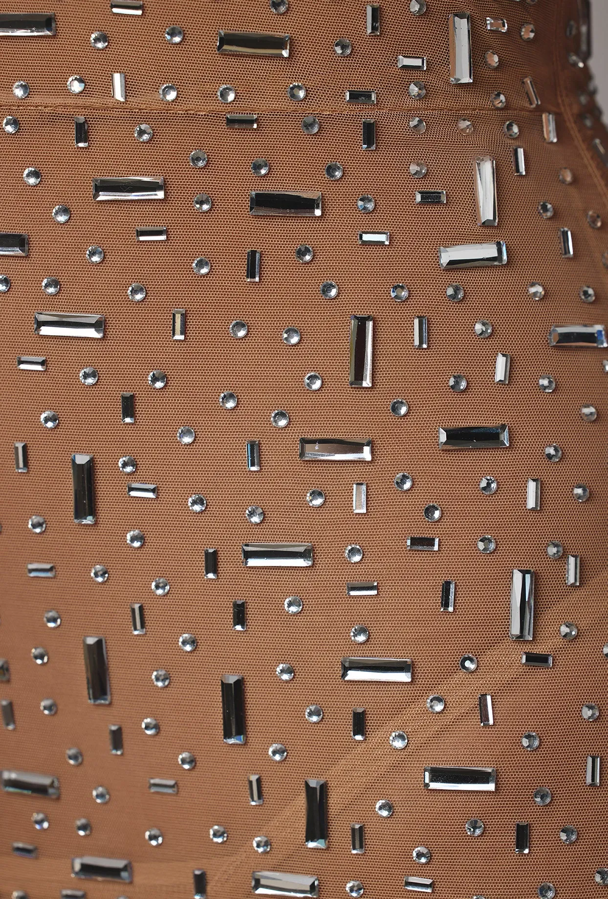 Sheer Embellished High Neck Evening Gown in Almond sold by Oh Polly product image thumbnail 5