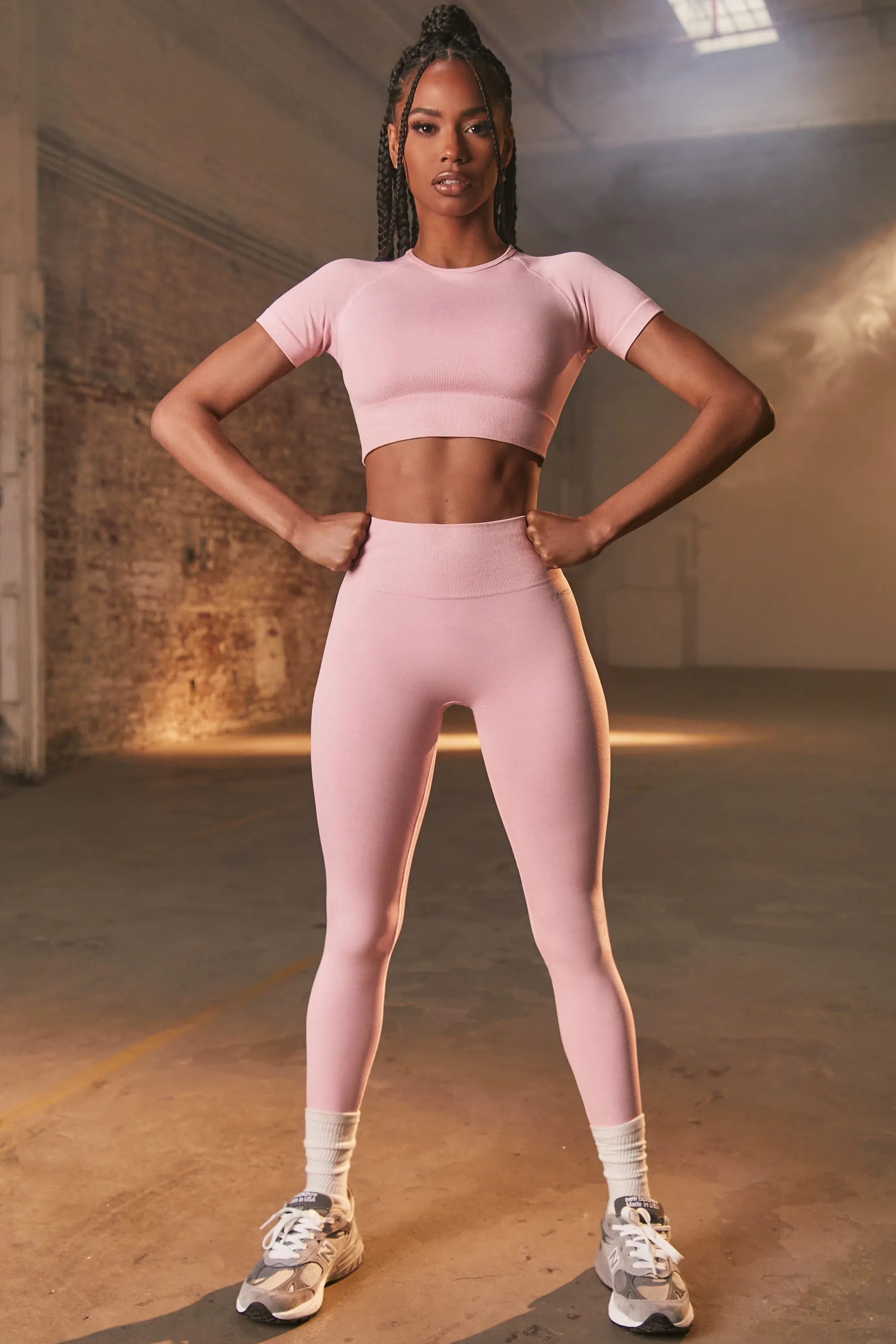 Seamless Full Length Leggings in Mauve Pink sold by Oh Polly