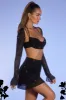 Embellished Long Sleeve Crop Top in Black sold by Oh Polly