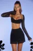 Embellished Long Sleeve Crop Top in Black sold by Oh Polly