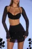 Embellished Long Sleeve Crop Top in Black sold by Oh Polly