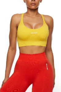 Seamless Strappy Sports Bra in Yellow sold by Oh Polly