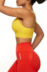Seamless Strappy Sports Bra in Yellow sold by Oh Polly