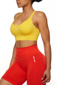 Seamless Strappy Sports Bra in Yellow sold by Oh Polly