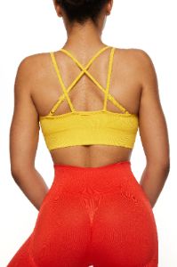 Seamless Strappy Sports Bra in Yellow sold by Oh Polly