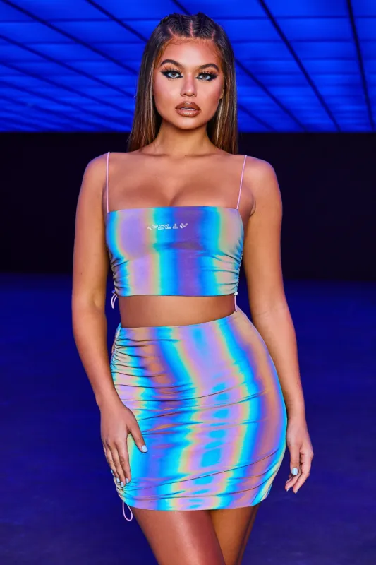 Follow The Rainbow Reflective Crop Top in Black & Pink sold by Oh Polly