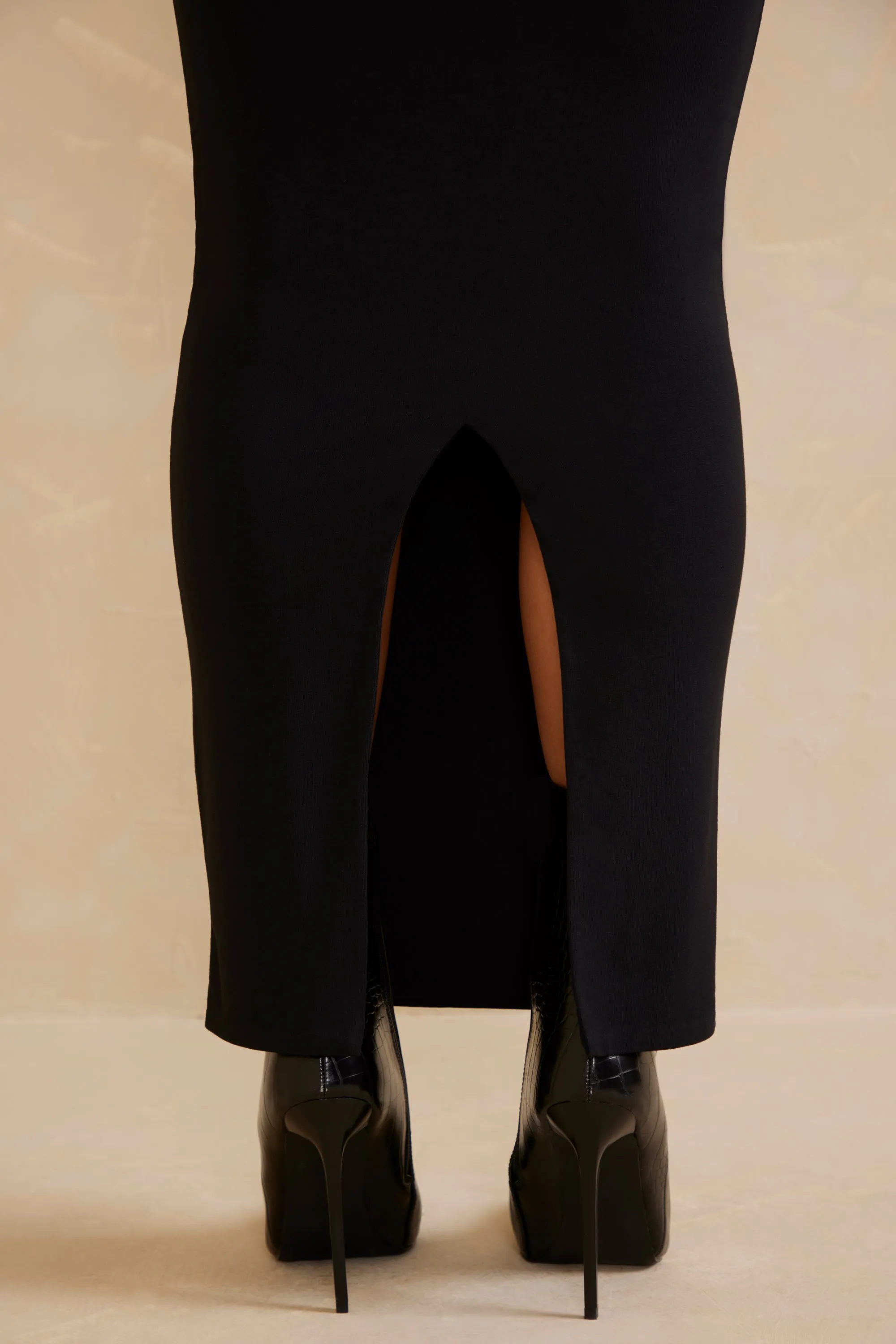 Low Rise Bodycon Maxi Skirt in Black sold by Oh Polly product image thumbnail 4