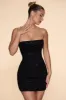 Embellished Strapless Cowl Neck Mini Dress in Black sold by Oh Polly