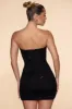 Embellished Strapless Cowl Neck Mini Dress in Black sold by Oh Polly