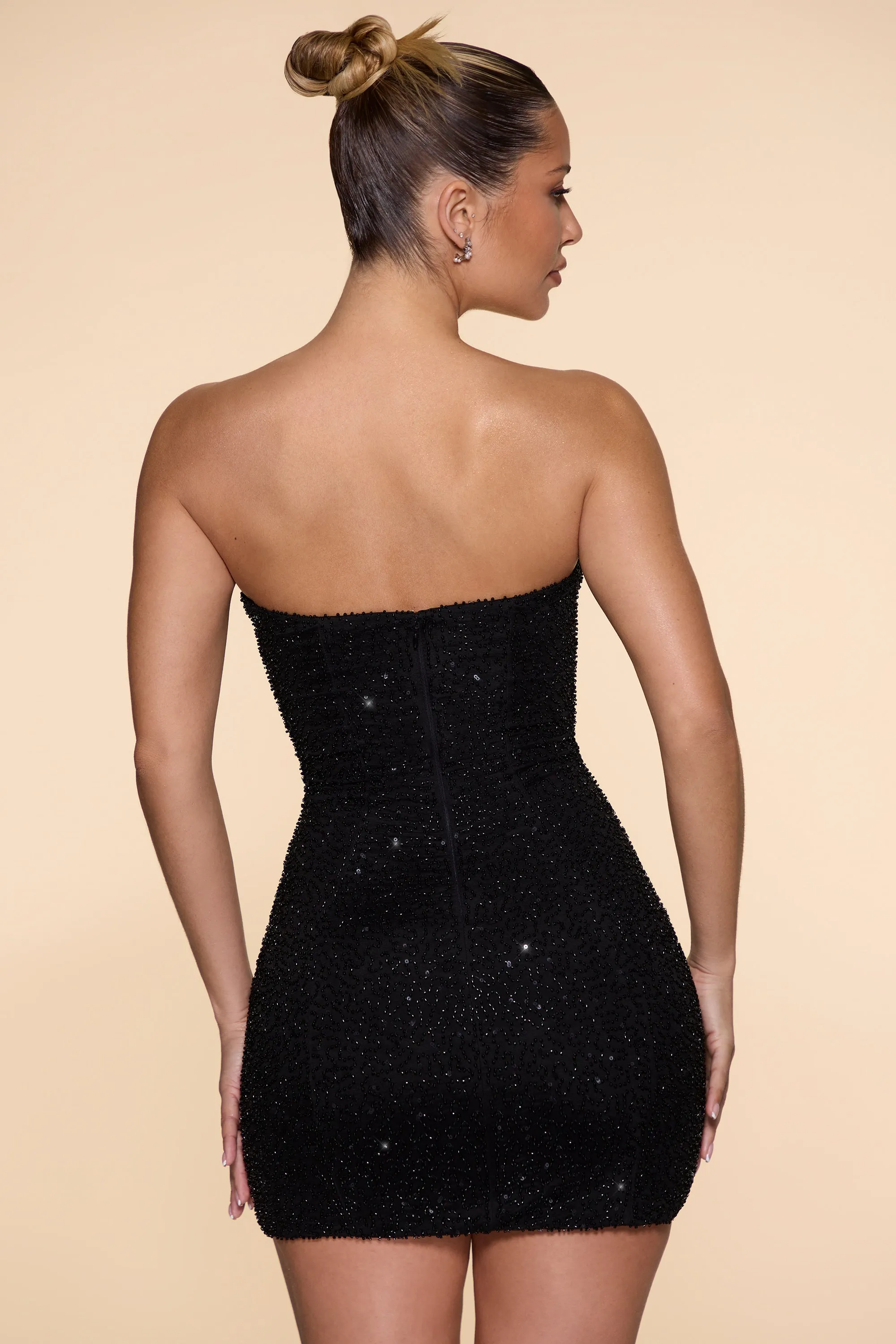 embellished cowl mini dress BRING IT EMBELLISHED COWL NECK MINI DRESS IN BLACK