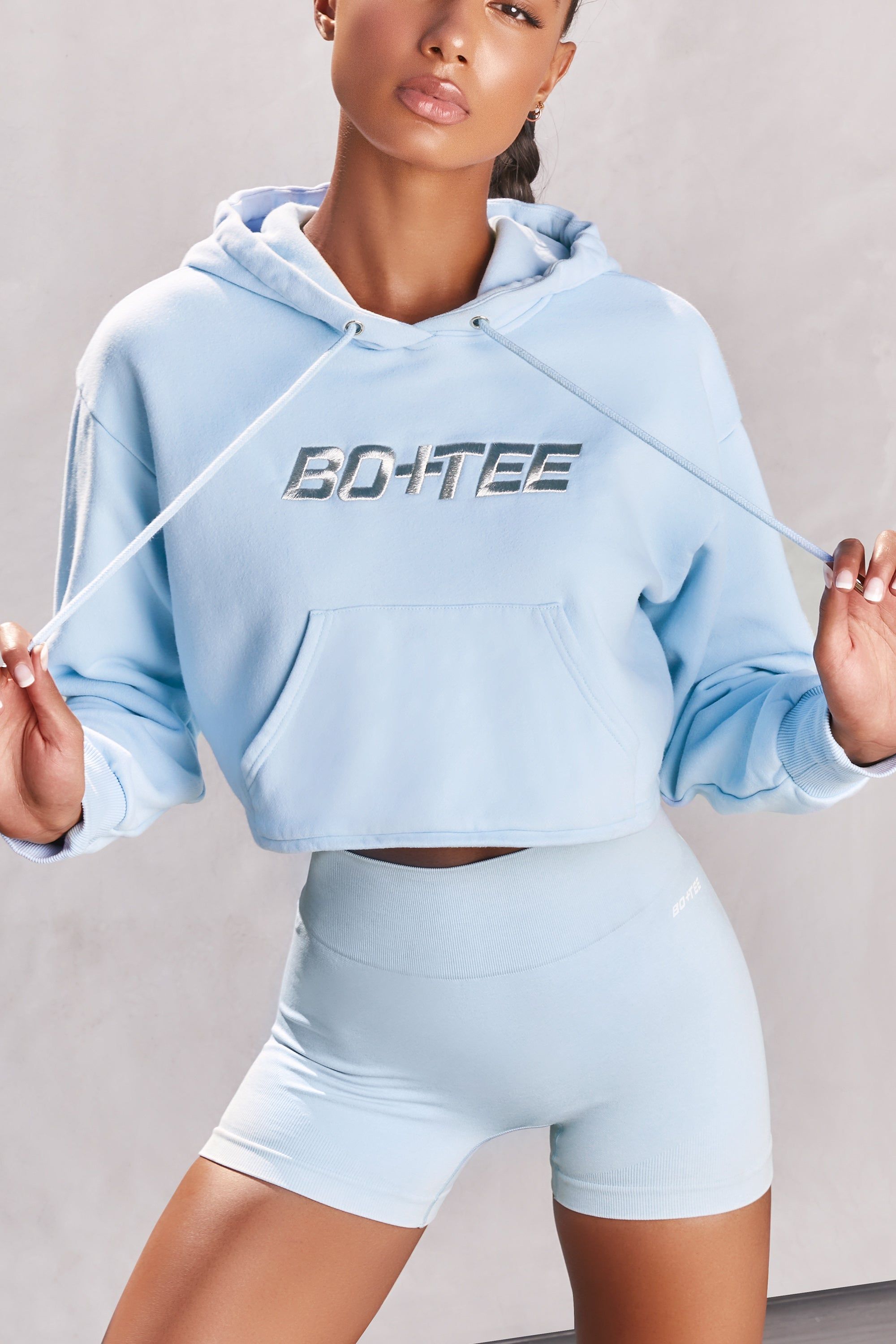 Off Duty Cropped Hoodie in Blue sold by Oh Polly product image thumbnail 4