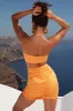 Cut Out Crossover Mini Dress in Orange sold by Oh Polly
