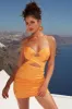 Cut Out Crossover Mini Dress in Orange sold by Oh Polly