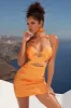 Cut Out Crossover Mini Dress in Orange sold by Oh Polly