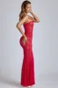 Sheer Lace Fishtail Gown in Cherry Red sold by Oh Polly