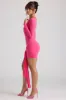 Long Sleeve Draped Mini Dress in Magenta sold by Oh Polly