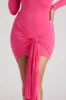 Long Sleeve Draped Mini Dress in Magenta sold by Oh Polly