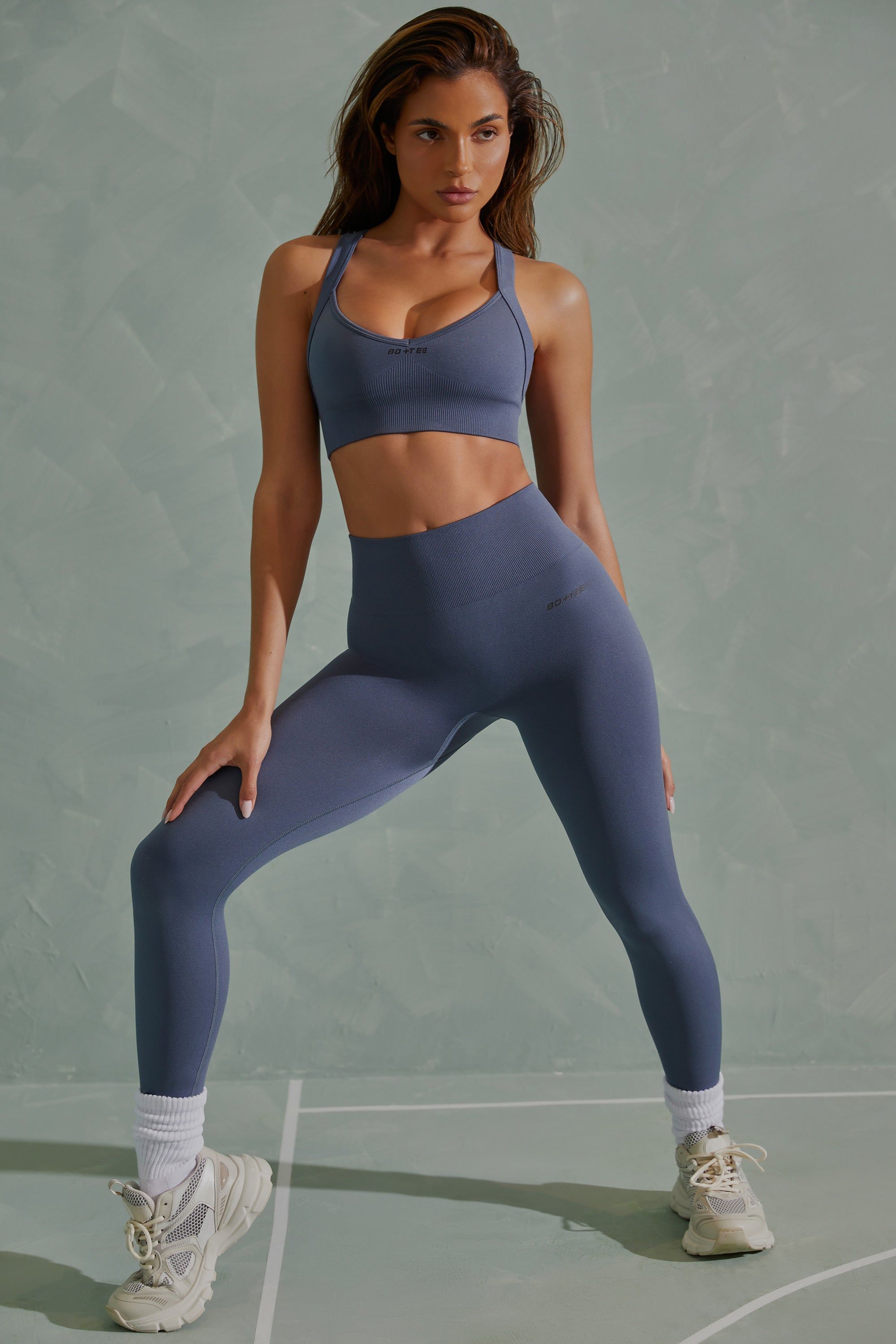 Petite Super Sculpt Full Length Leggings in Steel Blue sold by Oh Polly