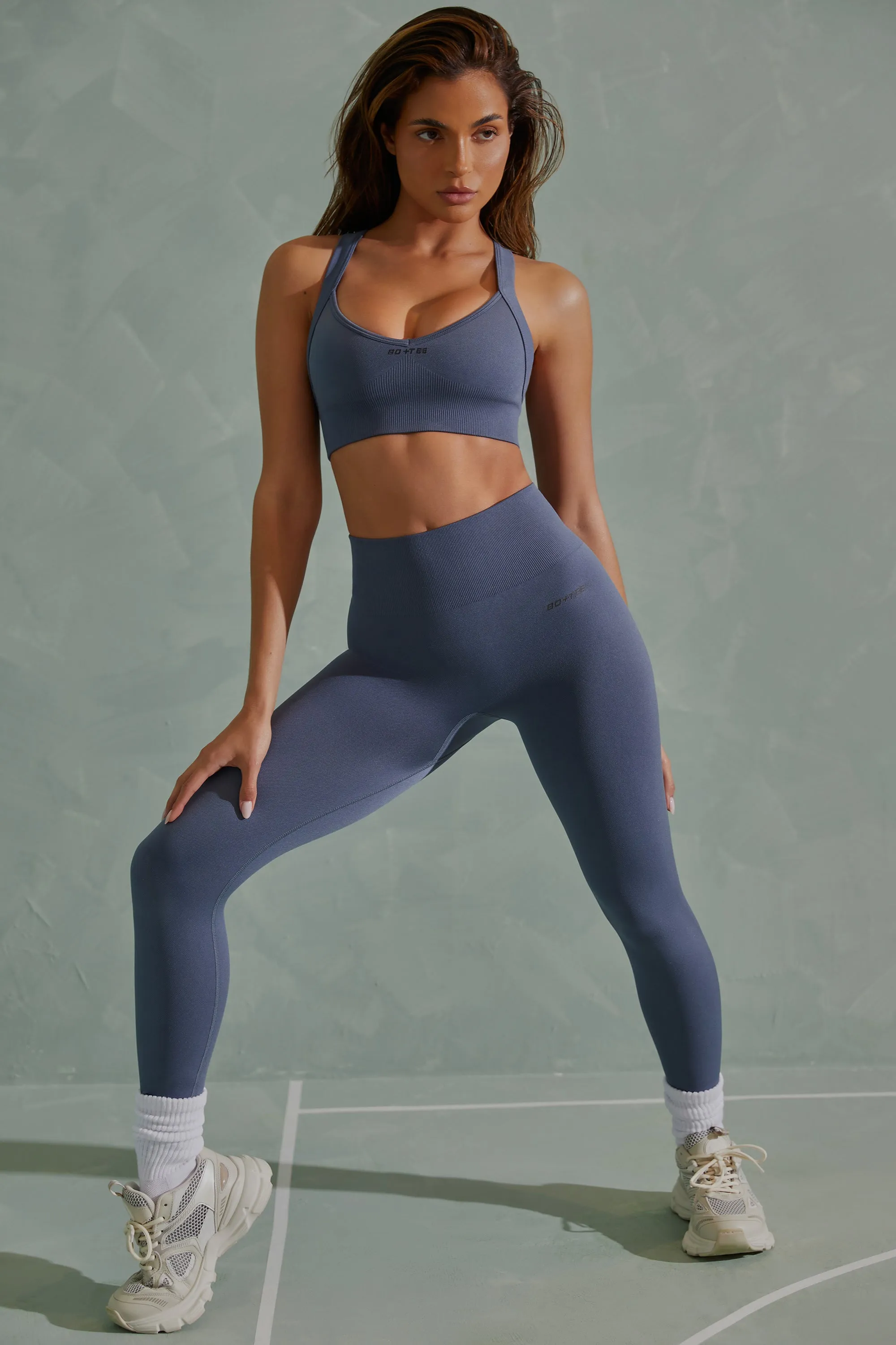 Petite Super Sculpt Full Length Leggings in Steel Blue sold by Oh Polly