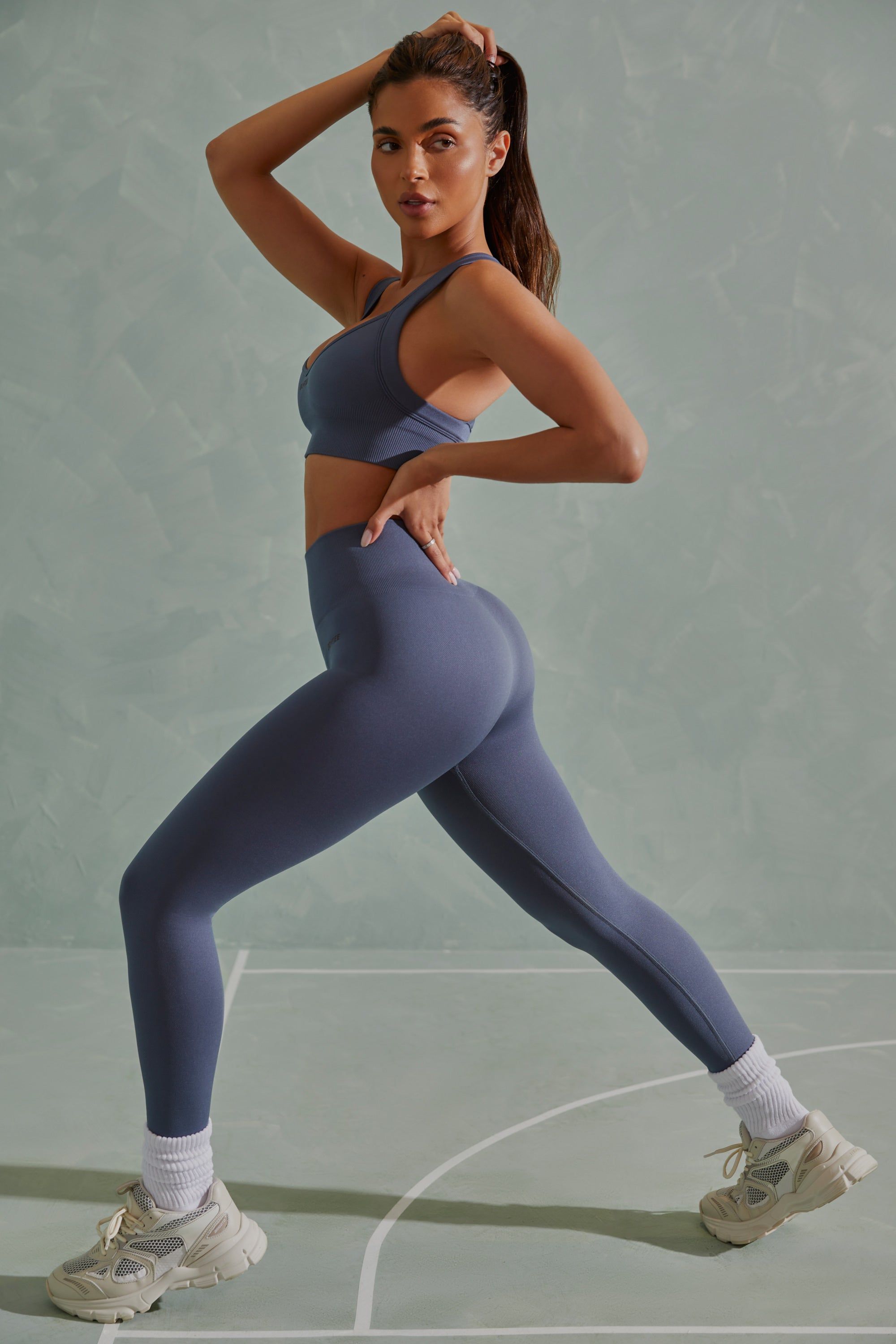 Petite Super Sculpt Full Length Leggings in Steel Blue sold by Oh Polly product image thumbnail 3