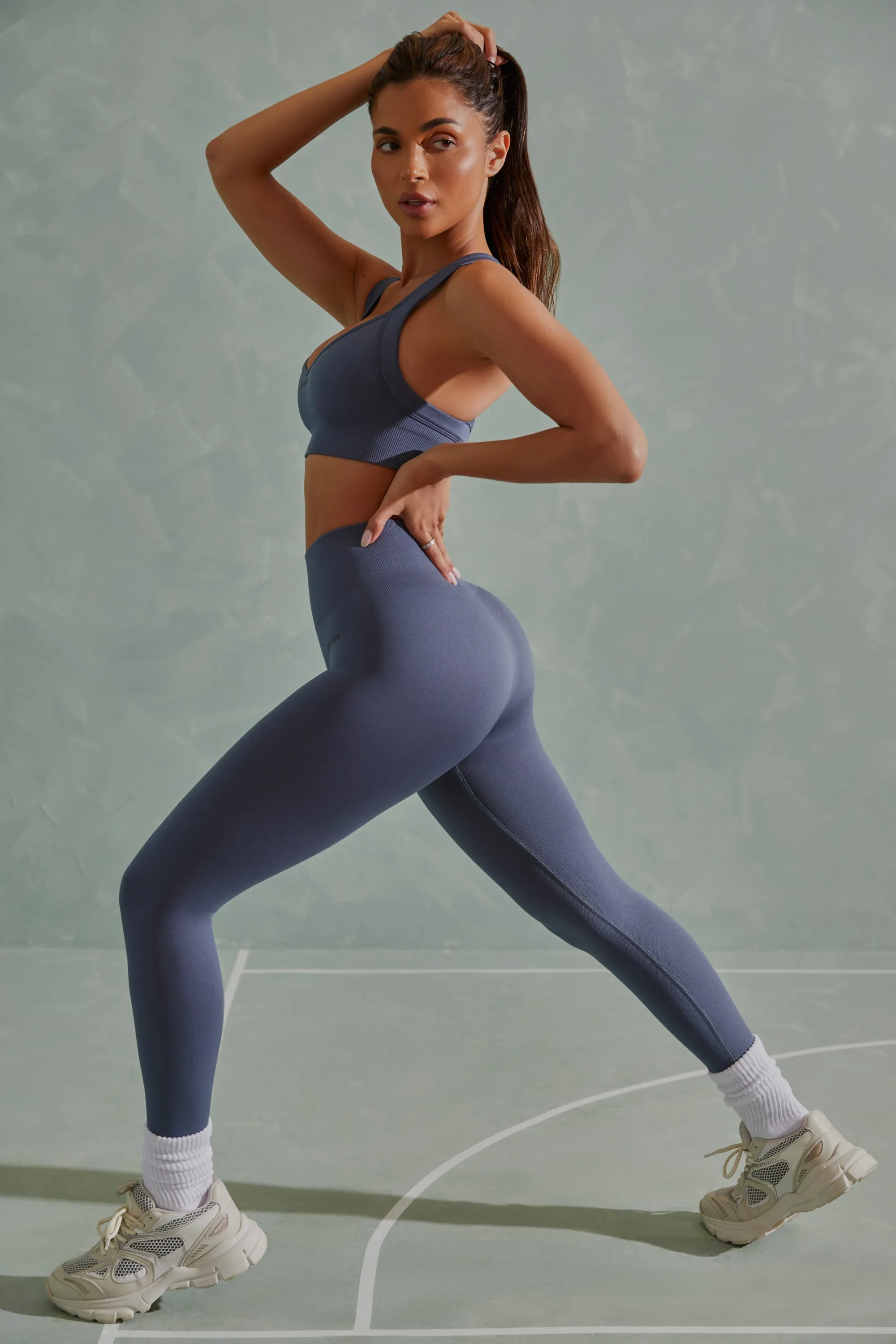 Petite Super Sculpt Full Length Leggings in Steel Blue sold by Oh Polly product image thumbnail 3