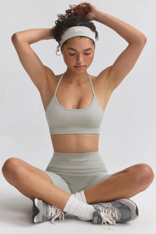 FlexiRib Y-Back Sports Bra in Grey sold by Oh Polly