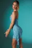 Embellished Lace Bandeau Mini Dress in Blue sold by Oh Polly