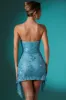 Embellished Lace Bandeau Mini Dress in Blue sold by Oh Polly
