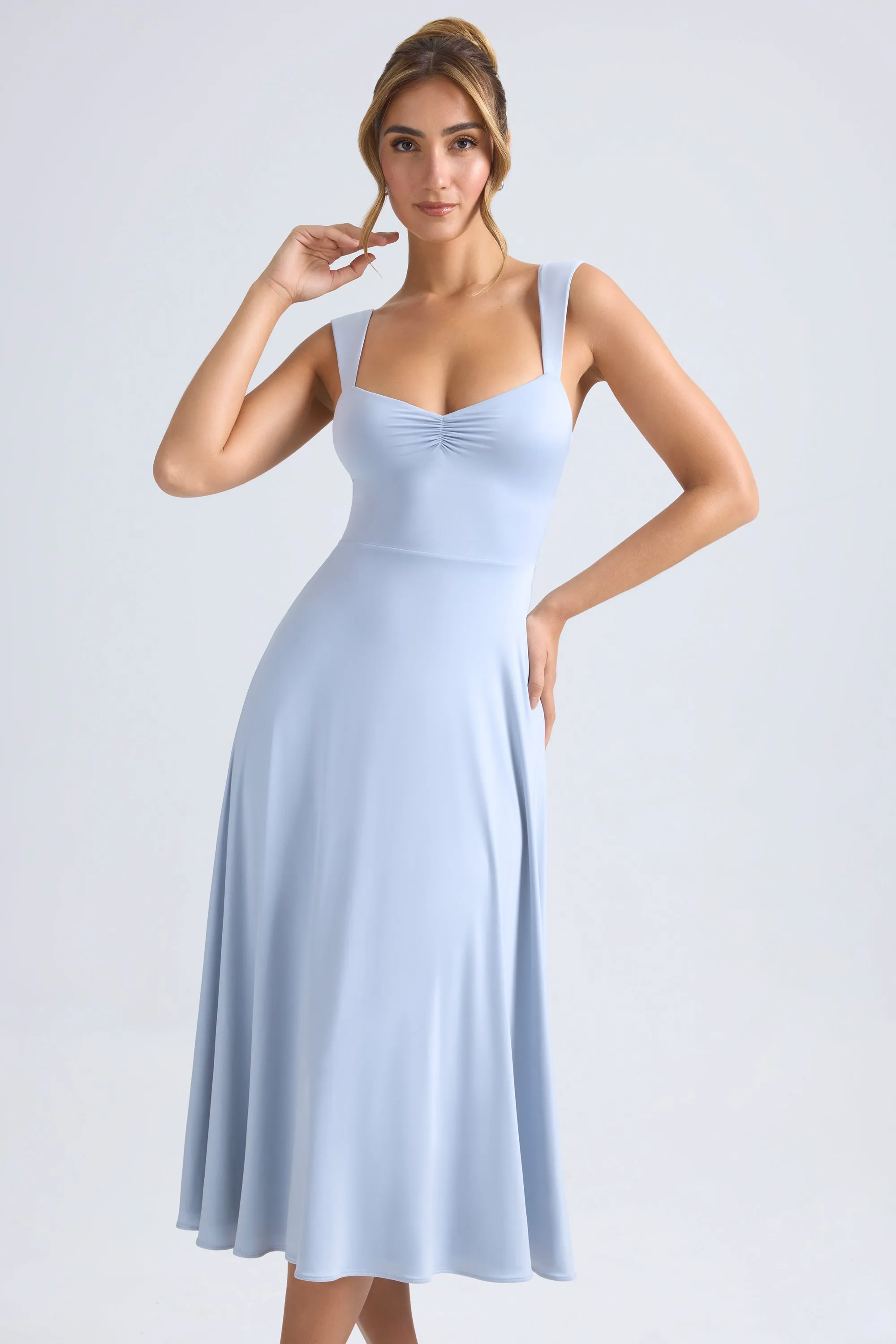 Sweetheart-Neck Ruched Midaxi Dress in Light Blue sold by Oh Polly product image thumbnail 5