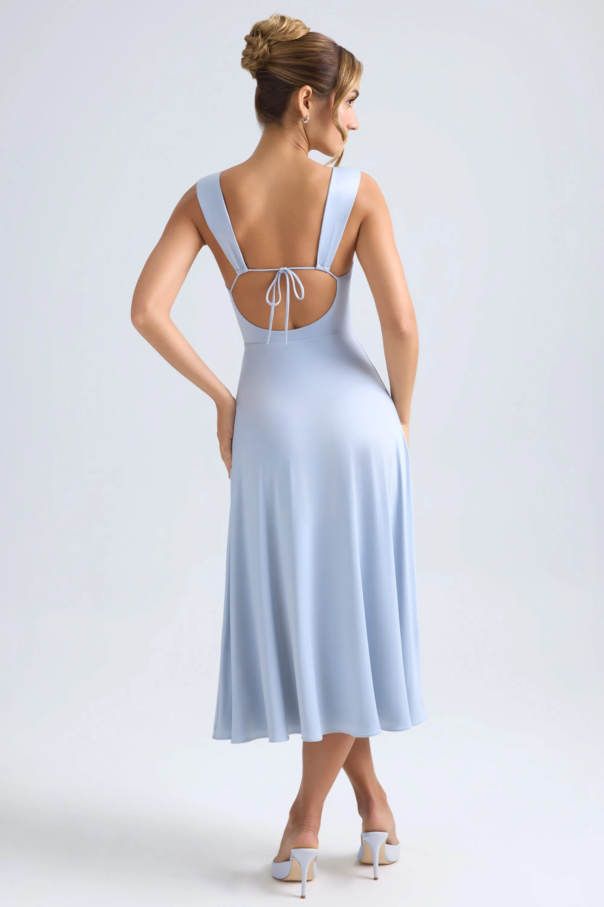 Sweetheart-Neck Ruched Midaxi Dress in Light Blue sold by Oh Polly product image thumbnail 2