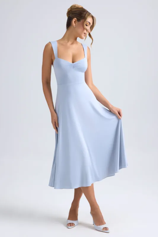 Sweetheart-Neck Ruched Midaxi Dress in Light Blue sold by Oh Polly