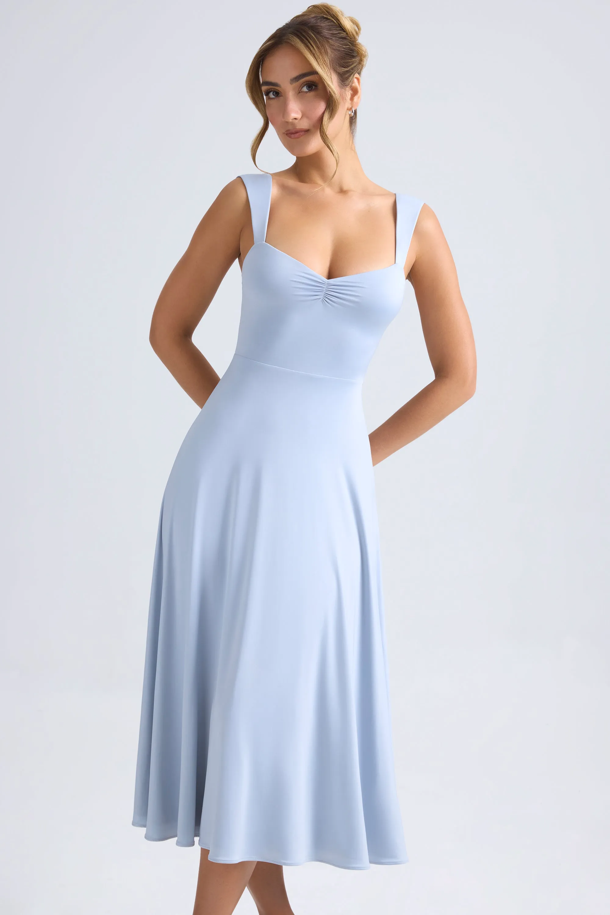Sweetheart-Neck Ruched Midaxi Dress in Light Blue sold by Oh Polly product image thumbnail 4