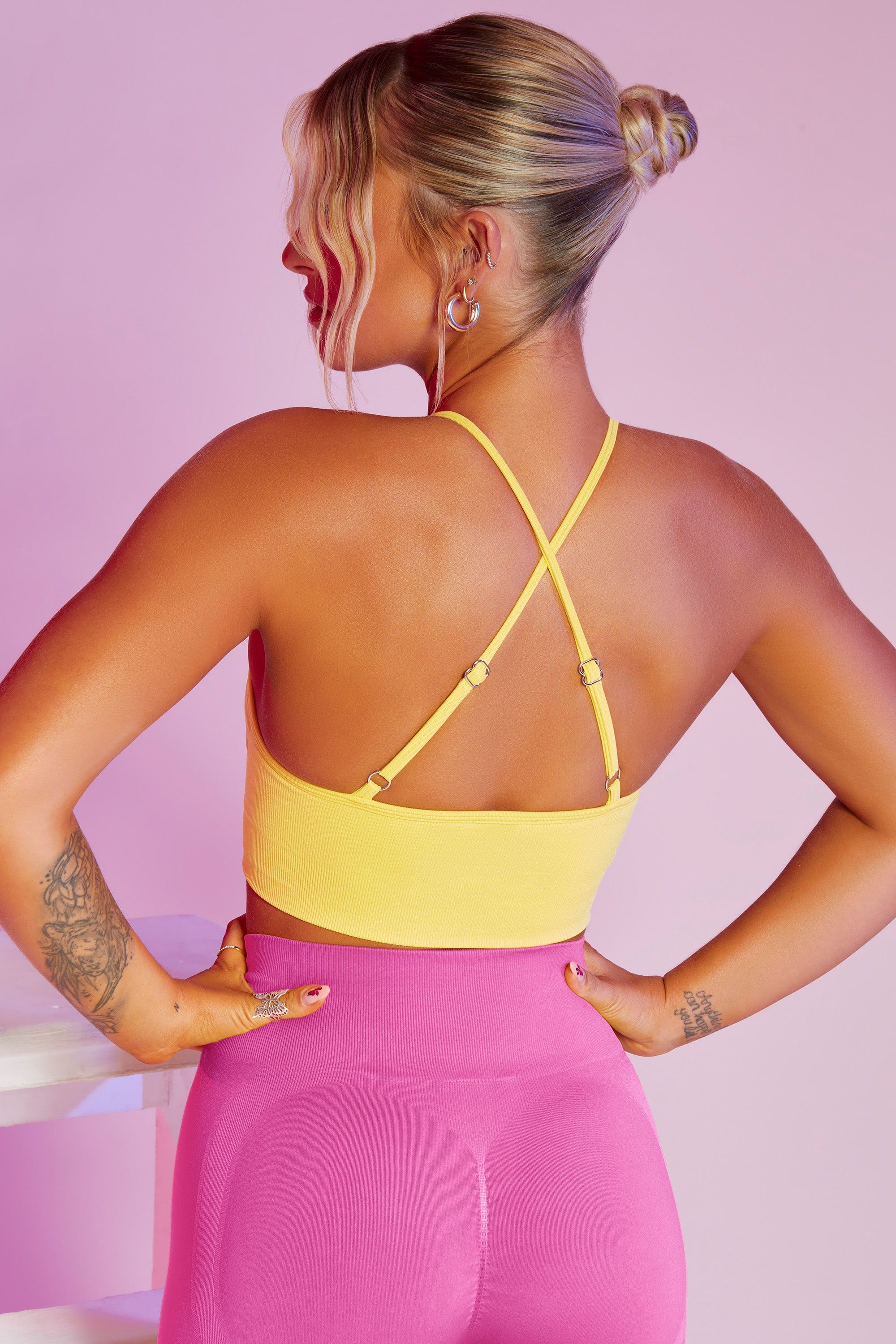 Incline Seamless High Neck Crop Top in Yellow sold by Oh Polly product image thumbnail 3