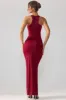 Slinky Jersey Cut Out Ruffle Racerback Maxi Dress in Ruby sold by Oh Polly