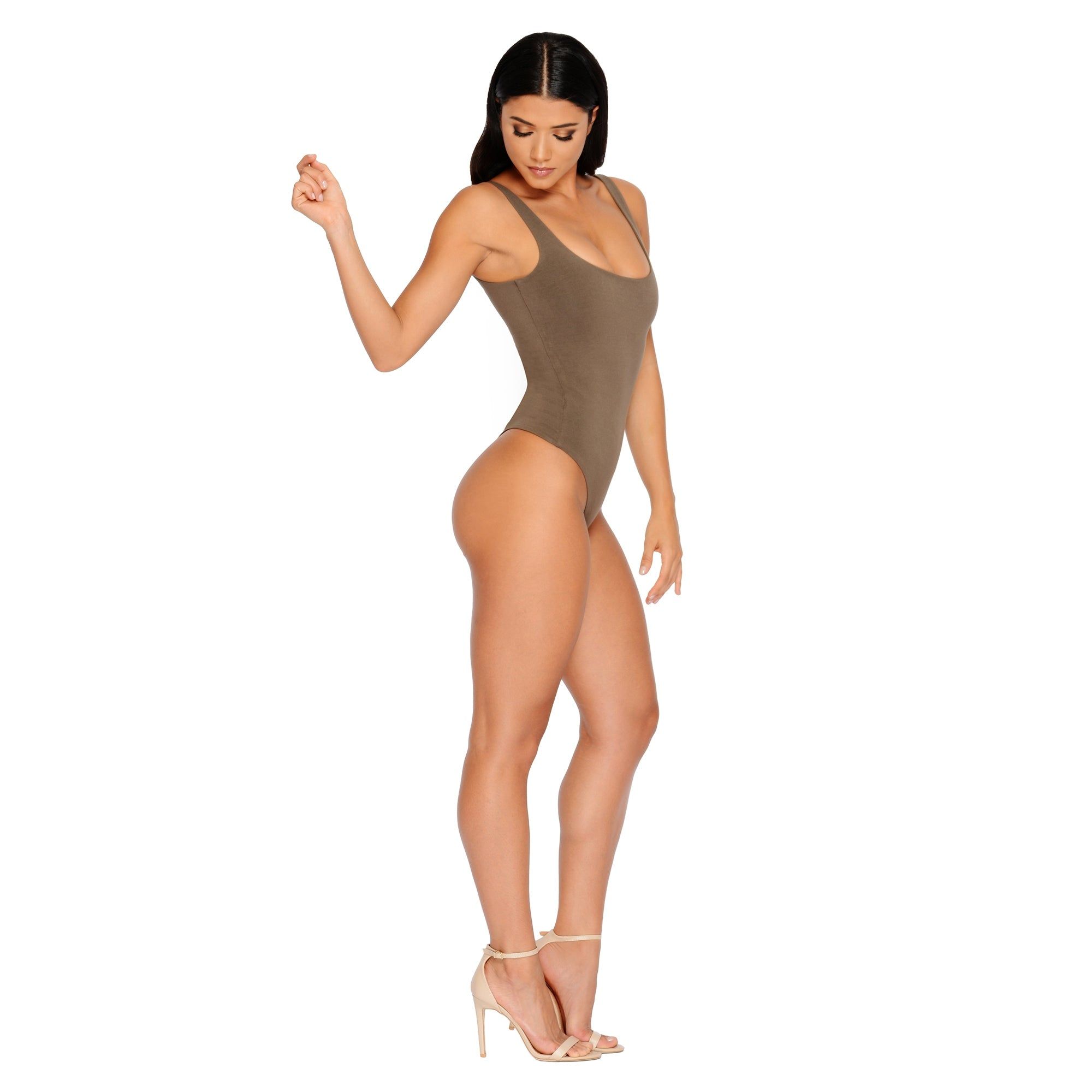 All Night Thong Double Layered Bodysuit in Khaki sold by Oh Polly product image thumbnail 3