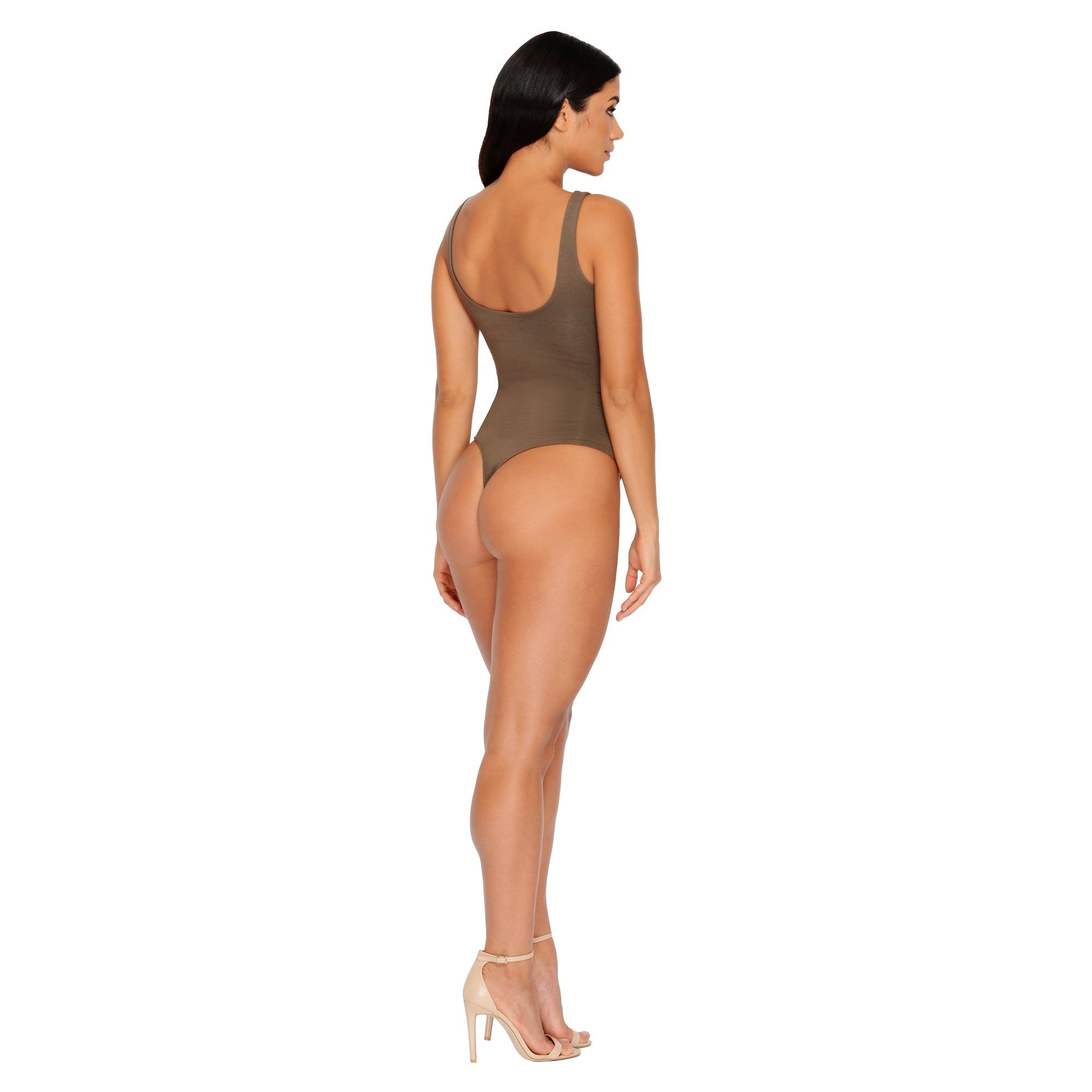 All Night Thong Double Layered Bodysuit in Khaki sold by Oh Polly product image thumbnail 6