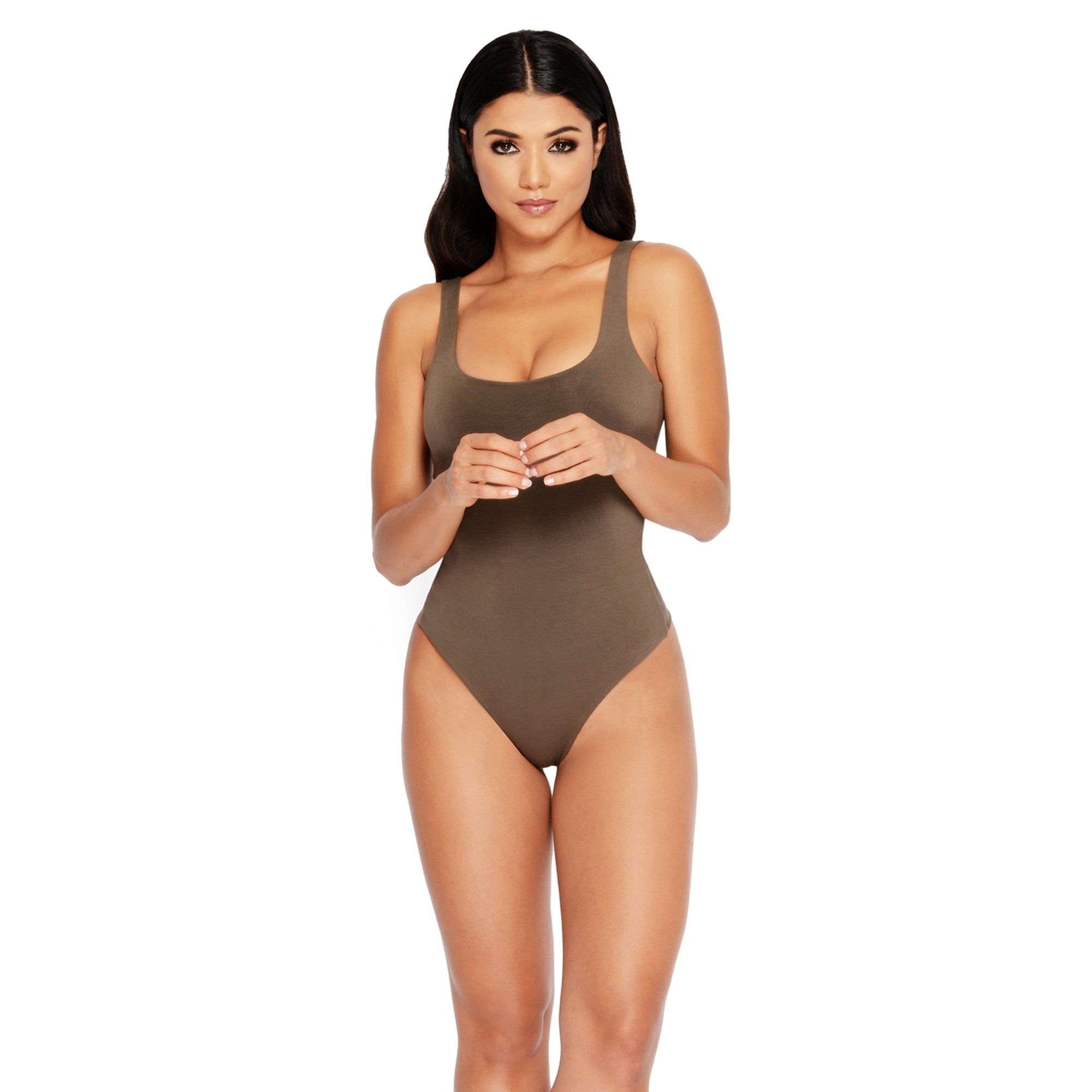 All Night Thong Double Layered Bodysuit in Khaki sold by Oh Polly product image thumbnail 4