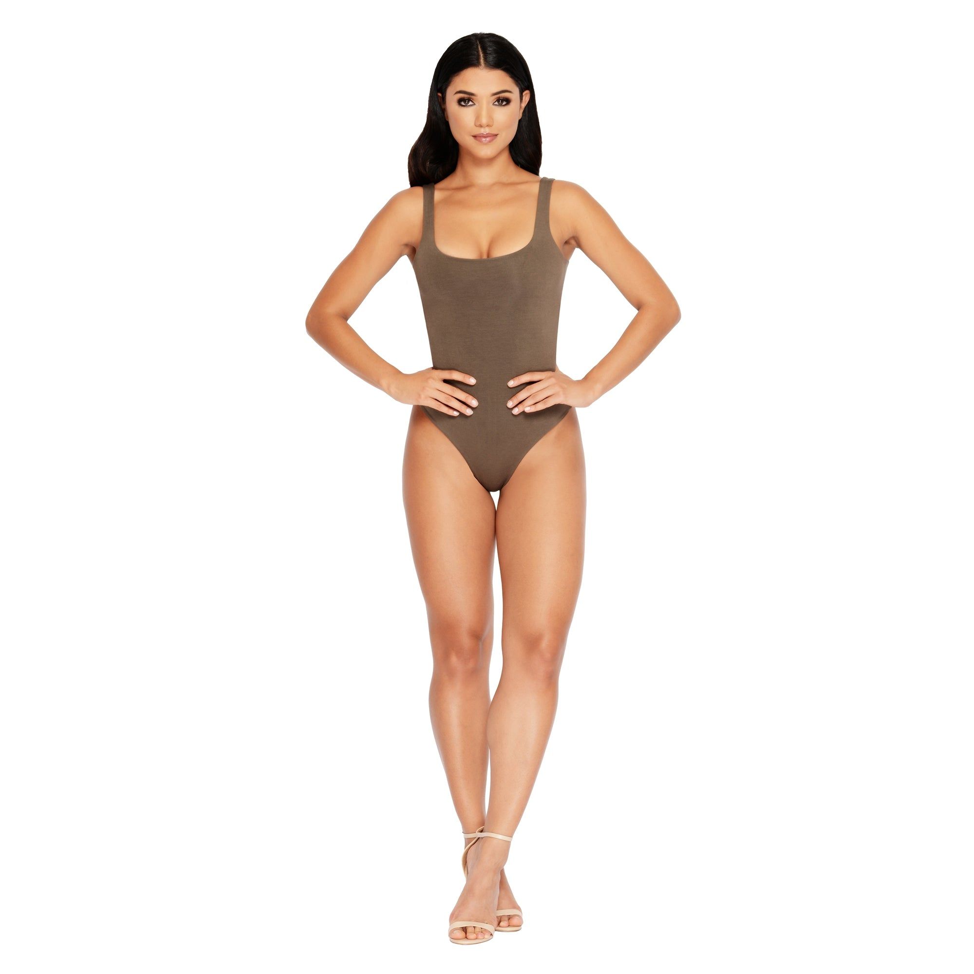 All Night Thong Double Layered Bodysuit in Khaki sold by Oh Polly product image thumbnail 8
