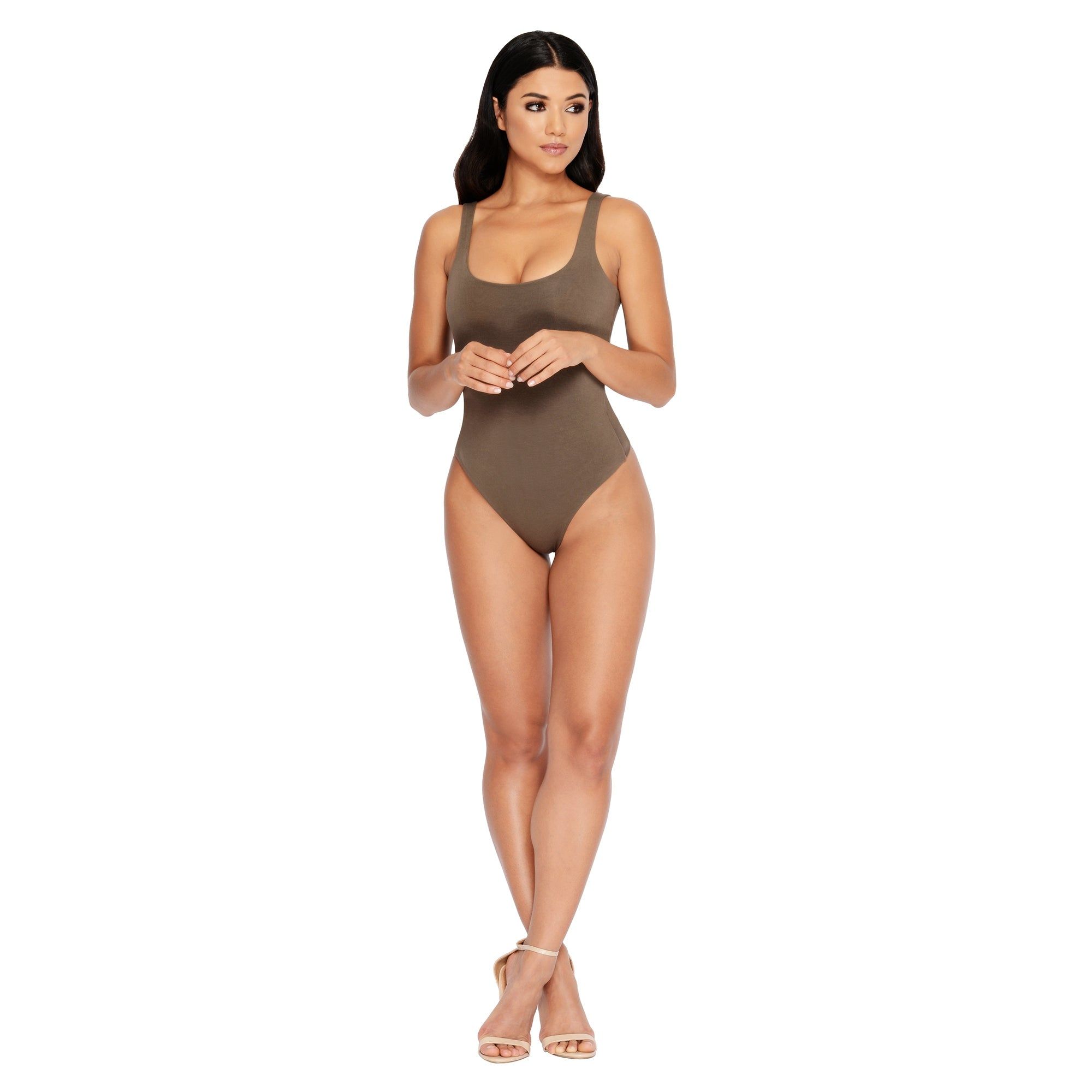 All Night Thong Double Layered Bodysuit in Khaki sold by Oh Polly product image thumbnail 2